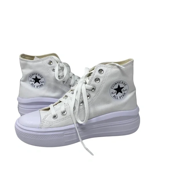 Converse Ctas Move For Women Platform White Canvas Sneakers Casual 568498C-WWWB - Picture 4 of 10